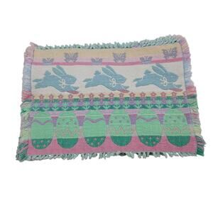 Tapestry Fabric Bunny Butterfly Egg 4 Placemats W-Across 17" X  H 12"